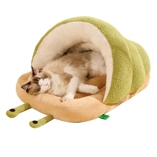YAYAMIYA 猫 ベッド 冬 小型犬用 ベッド ドーム型 ペットベッド スリッパ 猫 寝袋 キャットハウス 猫 パウチ 隠れ家 暖かい かまくらベッド 犬小屋 冬対策 ペット用品 猫? (ブラウン, S)