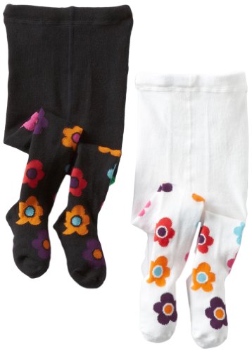 Country Kids Baby Girls' Daisy 2 Pair Tights, White/Black, 12 24 Months