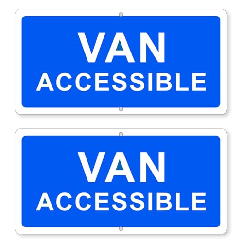 (2 Pack) Van Accessible Sign, Van Accessible Metal Signs for outside, Weather Resistant High Visibility Reflective and Easy to Install (12 x 6 inches)