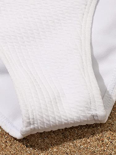 SHENHE Girl's 3 Piece High Waisted Ribbed Swimsuit Bathing Suit Bikini Sets with Cover Up4