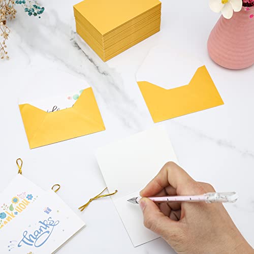 100 Pack 4 X 2.75'' Mini Envelopes Metallic Gold 120Gsm Gift Card Envelopes Bulk Small Paper Gift Card Sleeves Greeting Card Business Card Tiny Envelope Pockets For Card & Invitation #TOP1