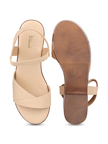 Image of Inc.5 Womens Beige Casual Open Toe Block Heels