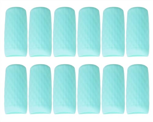 Mini Skater 12pcs Silicone Travel Bottle Cover Reusable Elastic Sleeve Fit Standard Toiletry Container Stretching Bottle Lid Cap for Luggage Bag Suitcase Prevent Leakage Solution (Light Blue)