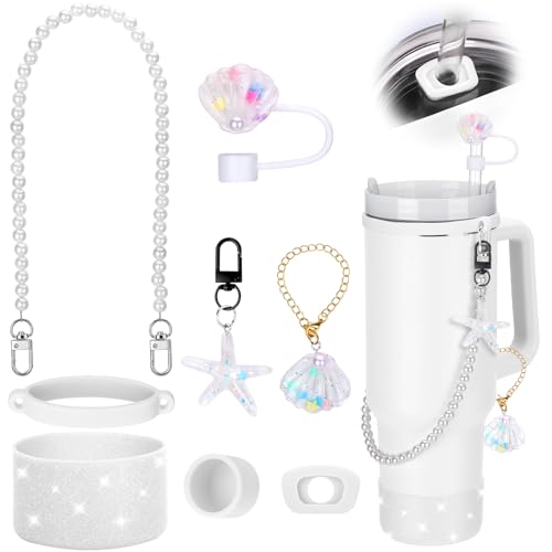 Mity rain Cup Accessories Set for Stanley Cup 30oz 40oz Tumbler with Handle - Includes Water Bottle Handle Strap, Straw Topper Cover Cap and Boot, Spill Proof Stopper, Handle Charms