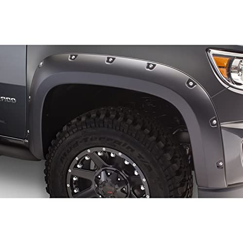 Bushwacker Pocket/Rivet Style Front Fender Flares | 2-Piece Set, Black, Smooth Finish | 40137-02 | Fits 2015-2022 Chevrolet Colorado (Excludes ZR2 Models)