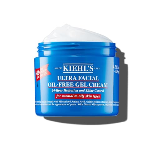 KIEHL'S Ultra Facial Oil-Free Gel Cream, 50 ml, erfrischende Gesichtscreme für fettige Haut, bis zu 24 h feuchtigkeitsspendende Gel-Creme, Glanz mildernd und kühlend