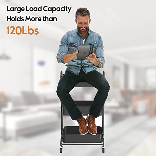 Ceayell 3-Tier Metal Rolling Storage Cart Heavy Duty Utility Cart Organizer With Lockable Wheels #TOP1