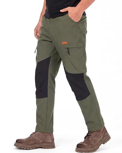 Elainone Wanderhose Herren Outdoor Hosen Stretch Trekkinghose Arbeitshosen Männer Mit 5 Taschen für Viele Outdoor-Aktivitäten Forest Green L