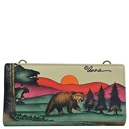 Anna by Anuschka Women's Hand-Painted Genuine Leather Bi-Fold Wallet With Strap2