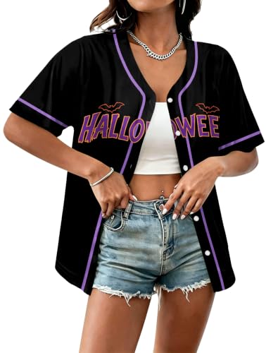 LAZYCHILD Halloween Shirts for Women Funny Halloween Ghost Button Down Top - image 2