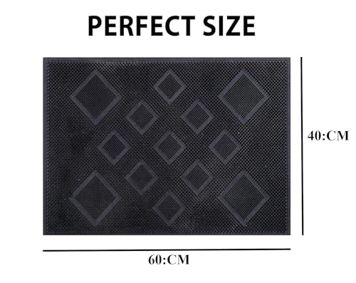 Image of IVAZA Antislip Rubber Rectangular Welcome Door Mat for Home & Office, Traps Dirt (Black, 40X 60 Cm)