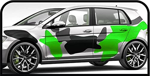 Kit complet autocollants pour latéraux de voiture camouflage noir mat et vert acide