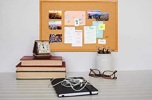 Innovart Cork Bulletin Board 48" X 36" With 40 Push Pins, Corkboard With Oak Wood Frame, Cork Notice Board For Home, Office, School #TOP5