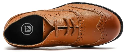 Kkdom Boy's Classic Wingtip Lace Up Oxfords Dress Shoes Yellow #TOP4