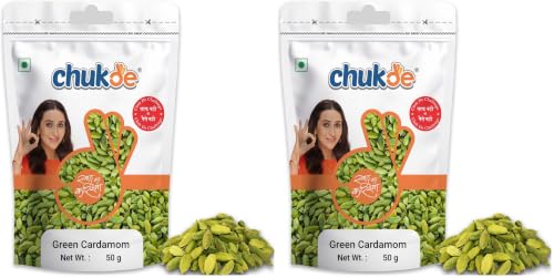 Image of Chukde - Hari Elaichi (1.76 OZ) - Green Cardamom - Authentic Indian Spice - Bold Flavor & Fresh Aroma - Ideal for Tea, Desserts & Curry - Whole Spices - 50 Gram (Pack of 2)