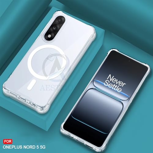 Image of AESTMO Clear Back Cover for OnePlus Nord 5 5G | 360 Protection | Transparent Back Cover for OnePlus Nord 5 5G (PC + TPU, Compatible with MagSafe Accessories, Transparent Bumper)