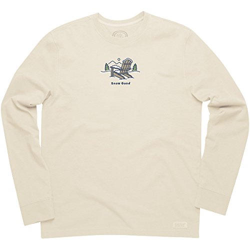 Life is good Men's Crusher Long Sleeve Snow Good T-Shirt (Putty White)