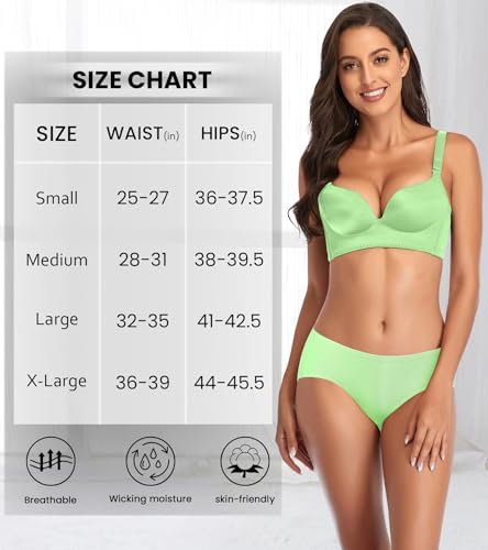 Image of Eiggam Women's Cotton Bikini Panties,High-Cut Full Coverage Stretch Cool Underwear for Women