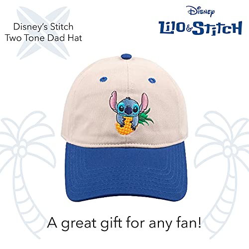 Image of Disney Stitch Dad Hat, Adjustable Cotton Baseball Cap with Curved Brim