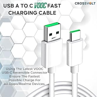 Original Type C VOOC Flash Charging Cable Compatible for VOOC Charging For Oppo Reno/2/2Z/2F/Reno10xZoom/k3/Realme X/XT/X2/X2 Pro/5/6/6T(C Type Cable Charger)