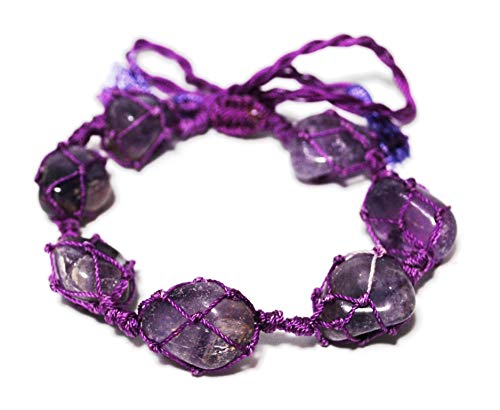 Reiju Stone of Calm - Amethyst Netted Crystal Tumble Stone Bracelet (Beautifully Gift Wrapped)