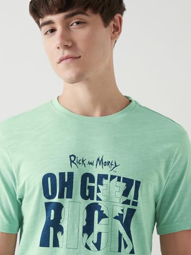 Image of Bewakoof X Rick and Morty Rick & Morty Men's Cotton Blend Typography Regular Fit Half Sleeve Round Neck T-Shirt | Bewakoof Air 1.0 | Tshirt for man | Tshirt for men cotton | Tshirts for men stylish | Casual Wear | Street Wear