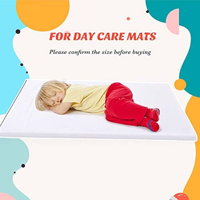 Lounsweer 10 Pcs Daycare Nap Mat Sheet 24 x 52 Day Care Rest Mat Cover Fitted Polyester Baby Pillowcase Style Sheets for Boy Girl Classroom Nursery Kindergarten Kid Sleeping, White