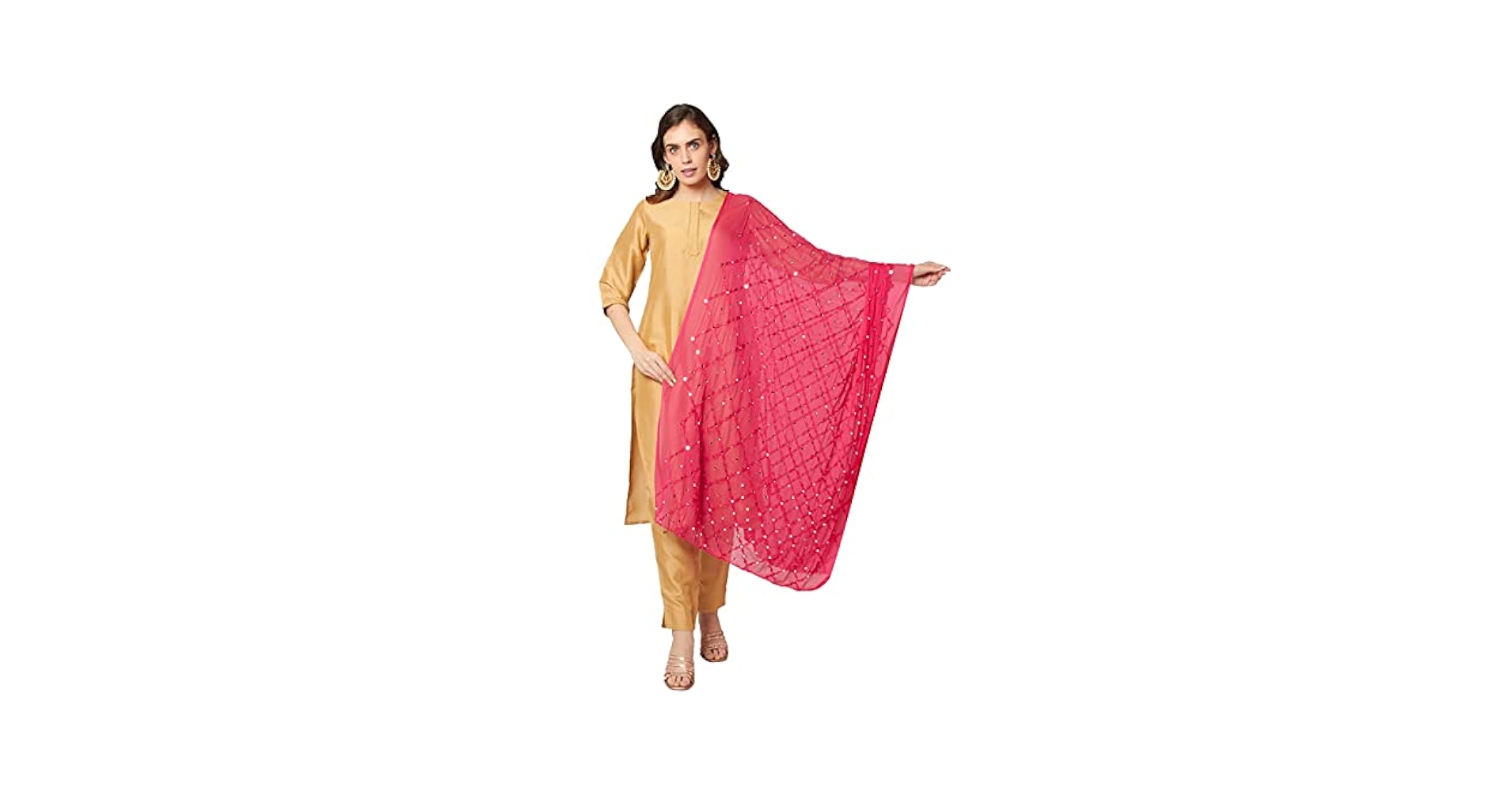 Amazon.com: DUPATTA BAZAAR Women's Pink Embroidered Chiffon