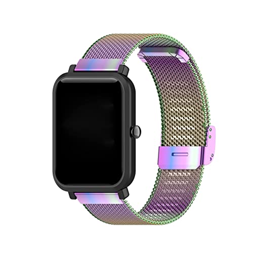 Metal Bands Compatible for TouchElex Sirius/ TouchElex Venus Smartwatch Band Stainless Steel Mesh Breathable Wristband Strap for Men Women (Colorful)