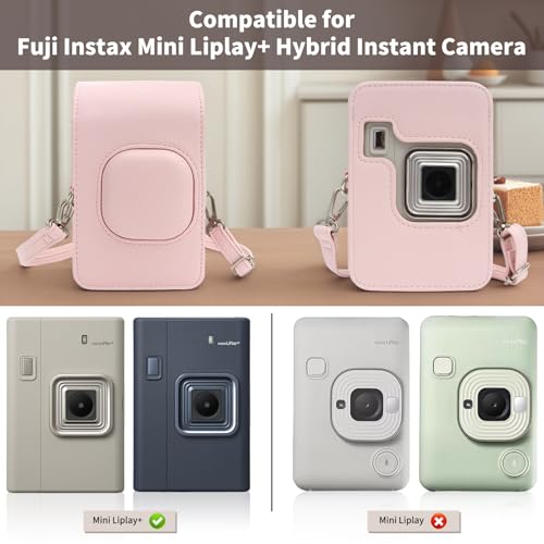 Protection Instax Mini Liplay Plus contre rayures et chocs avec étui cuir rose - 2