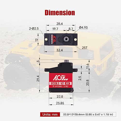 Servo sub-micro RC AGFRC en titane ultra robuste pour modèles de précision - 6