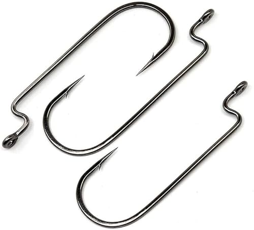 Miniatura 7 de Angler's Grotto Gancho de gusano curvado redondo con vástago desplazado  1025 unidades por paquete  Anzuelos de pesca de agua dulce y salada  Acero