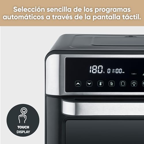 Miniatura 4 de Severin Horno Tostador Y Freidora De Aire Con 25 L, Pantalla Led, Temporizador Y 12 Programas, Incl. Bandeja De Hornear, Rejilla Grill, Cesta Para Freír, 40-220 C, 2.200 W, Negro-Plateado, To 9579