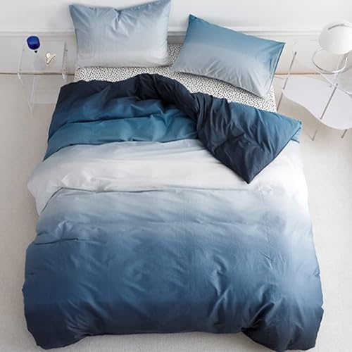 Parure de lit bleu réversible 3D avec housse de couette 240x280 en microfibre - 3
