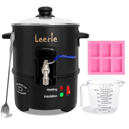 Leerie S4 Soap Melter 8Lbs Soap Base Melting Pot with One-Touch Start & Heating Core Spout Func Soap Making Kits with Pouring Pot Silicon Mold Spoon for DIY Soap Business Melt & Pour Soap