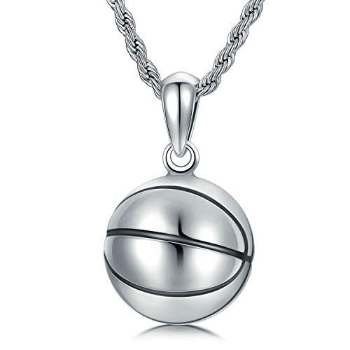 Cekama 925 Sterling Silver Basketball Necklace For Men & Boys Exquisite Sport Pendant Necklace Jewelry Gift For Christmas Birthday School #TOP11
