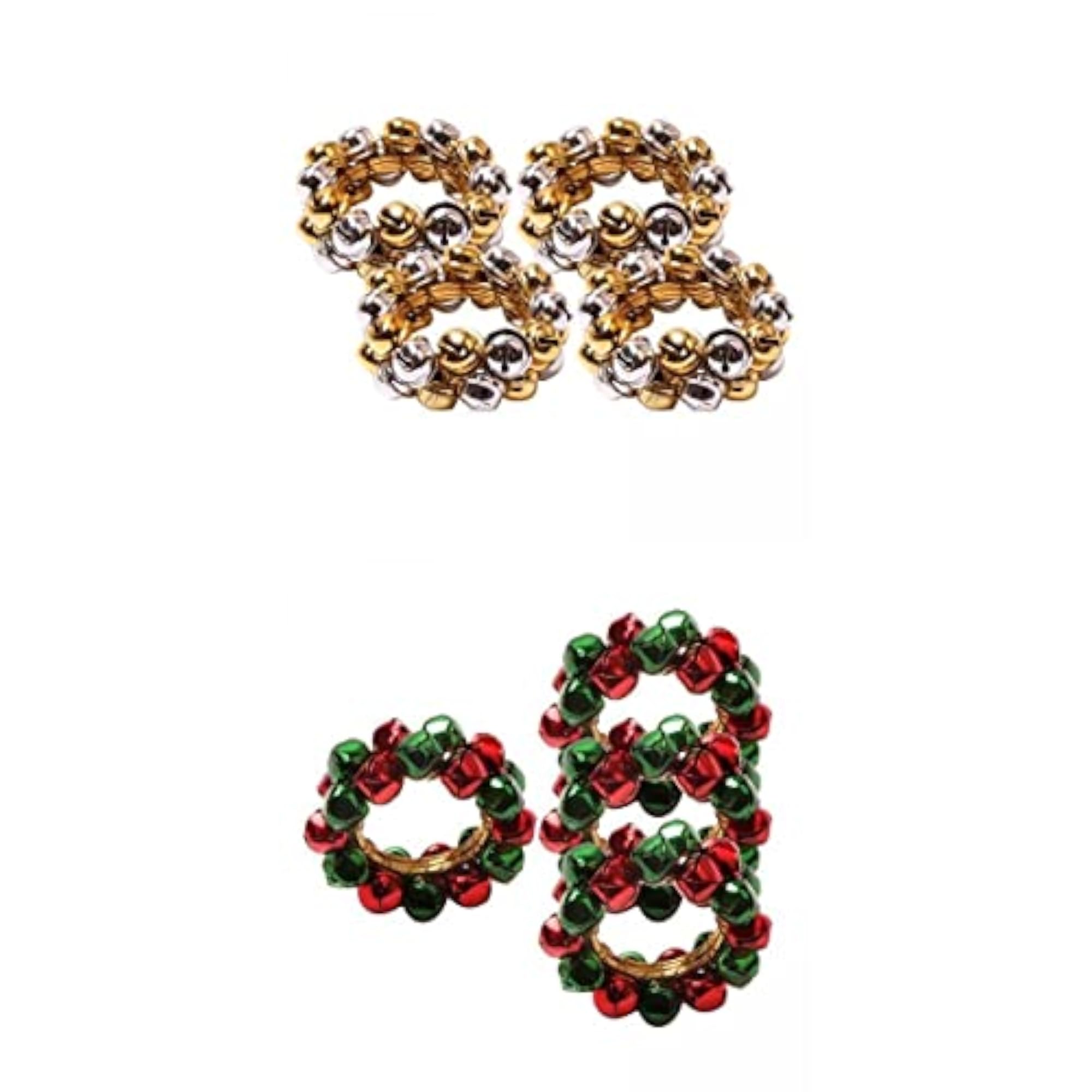 8 Pieces Christmas Napkin Rings Jingle Bell Table Decoration