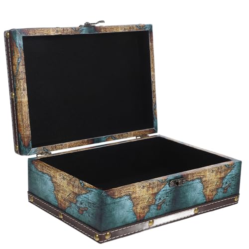 Boîte de rangement décorative bijoux bois bleu cuir imperméable