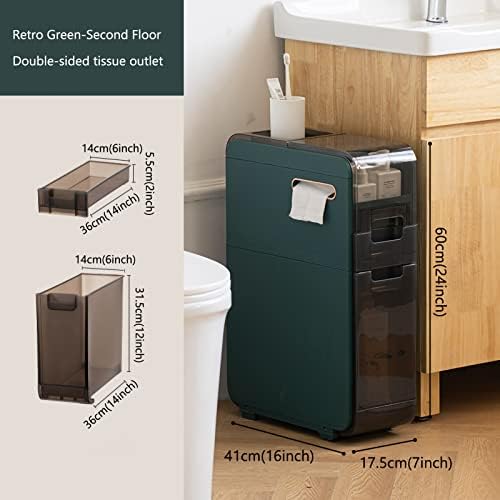 Narrow Storage Tower with Clear Drawers & Wheels – Perfect for Bathroom Organization, Space-Saving Design for Small Areas, Easy to Move & Access Essentials.