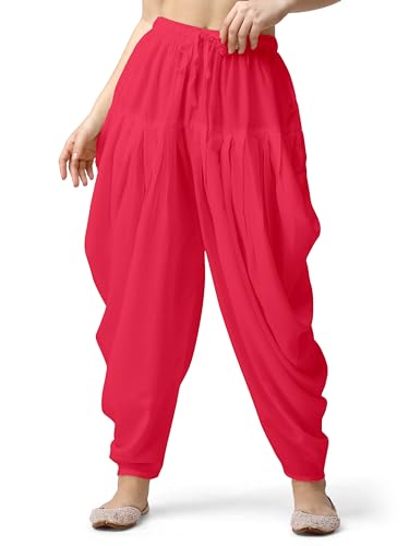 Image of Mehrang Loose Fit Rayon Dhoti Pant for Women Patiala Slawar Bottom Wear Harem Pants, Waist Free Size (26 Inch to 38 Inch)
