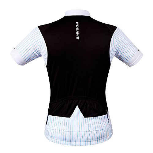 Wosawe Mens Breathable Cycling Jersey Short Sleeves (Black/White Jersey, M) #TOP3