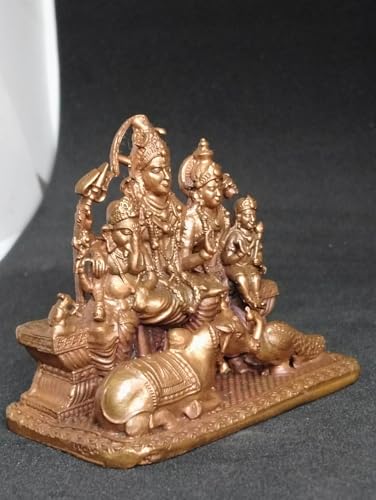 Image of Copper Shiva Parivar Idol 2.5 in | Patina Antique Finish