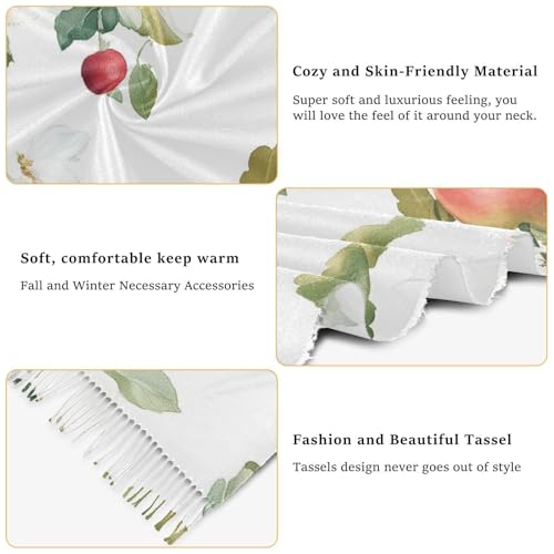Apples and Apple Blossoms with Leaves Fashion Scarfs for Women Long Blanket Scarf Cashmere Feel Shawls Wraps with Fringe for Winter4