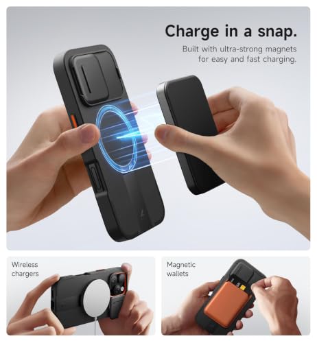 Image of SURITCH for iPhone 16 Pro Case with Slide Camera Cover and Adjustable Kickstand, Compatible with MagSafe, Shockproof Bumper Case Slim Protective Cover for iPhone 16 Pro 6.3 Inch,Black