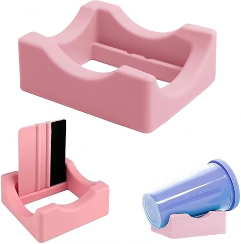 Heanvmyss - Portavasos de silicona con ranura integrada, soporte de taza antideslizante con raspador de fieltro,Cuna de tazas para manualidades de vidrio y hecho a mano