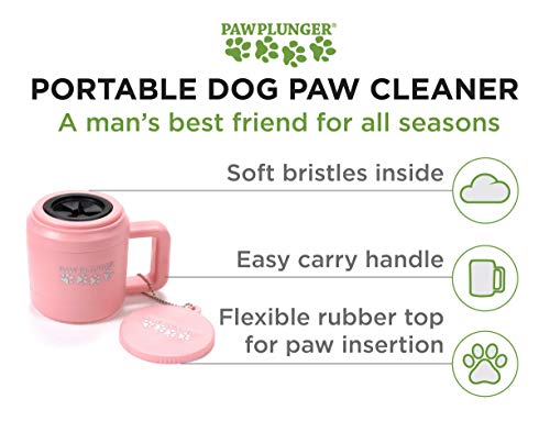 Paw Plunger - The Muddy Paw Cleaner For Dogs - Saves Carpet, Furniture, Bedding, Cars From Dirty Paw Prints - Use This Dog Paw Washer After Walks - Soft Bristles And Handle - Petite, Pink #TOP1