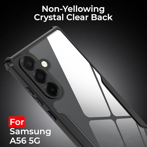 Image of A rtistque Clear Hard Transparent Acrylic Armor Anti-Drop Shockproof TPU Edge Back Cover Case for Samsung Galaxy A56 - Black