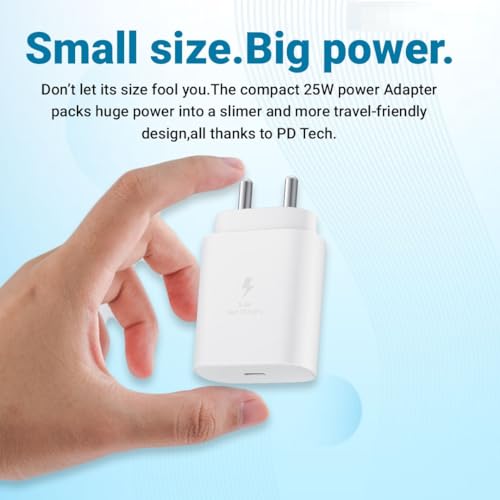 Image of MAK 25W Type C Super Fast Charger Adapter with Type-C Cable Compatible for Samsung A56, A36, F06, F05, F15, A16, M16, M06, M55s, M05, A06, A05, M35, S24 FE, White