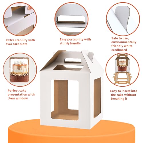 WINHPH Tall Cake Boxes with 6 Viewing Windows and Handle - Available in 10x10x10 & 12x12x12 Inches for Tiered Cakes - Image 3