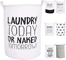 CAM2 Laundry Baskets 22"×16" Collapsible Waterproof Cotton Linen Foldable Laundry Hampers Household Organizer Baskets...
